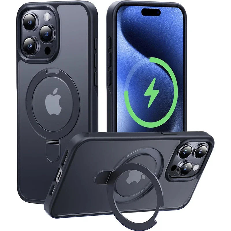 Magnetic Mobile Phone Case with Ring Stand for iPhone 17 Pro Max Air 16 16E 15 14 Case Plus 13 11 12 Mobile Cases with Kickstand