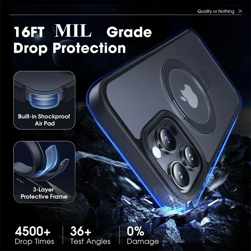 Magnetic Mobile Phone Case with Ring Stand for iPhone 17 Pro Max Air 16 16E 15 14 Case Plus 13 11 12 Mobile Cases with Kickstand thumbnail 6