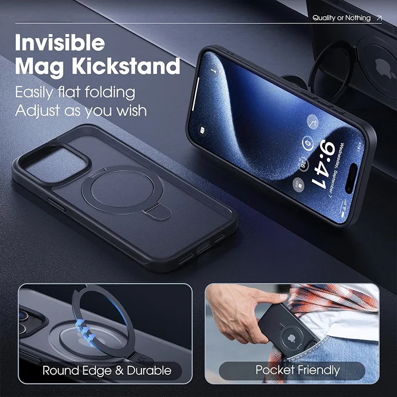 Magnetic Mobile Phone Case with Ring Stand for iPhone 17 Pro Max Air 16 16E 15 14 Case Plus 13 11 12 Mobile Cases with Kickstand thumbnail 2