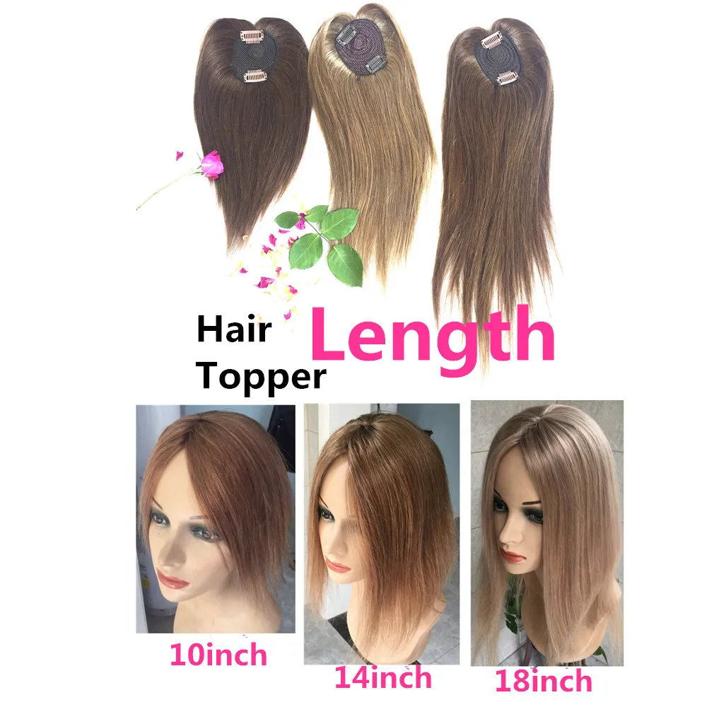 Vsr POP Hair Topper Human Hair Clip-in One Piece Piano Colors Blonde Swiss Lace Two Clip Hair Toppers For Women thumbnail 6
