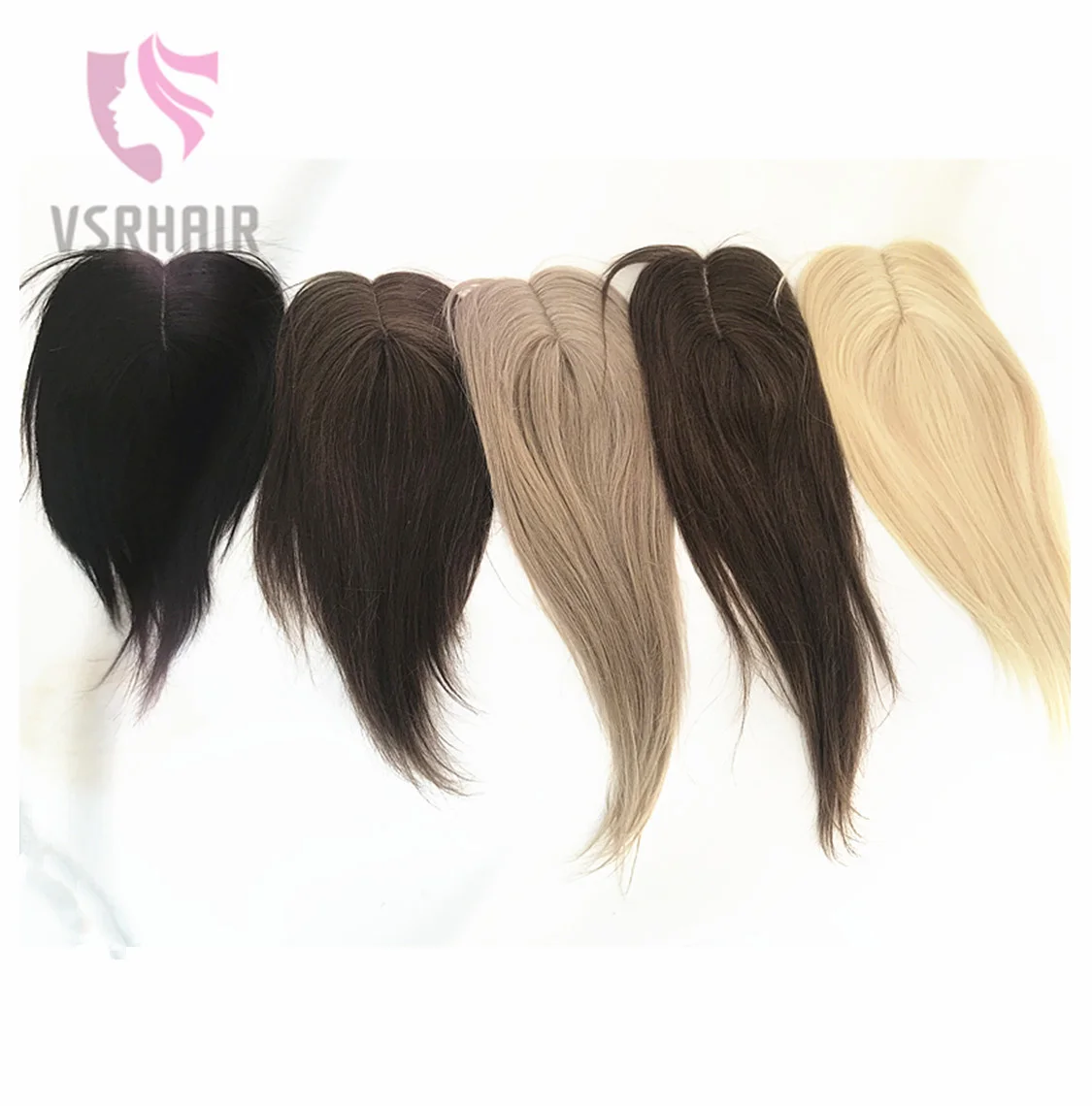 Vsr POP Hair Topper Human Hair Clip-in One Piece Piano Colors Blonde Swiss Lace Two Clip Hair Toppers For Women thumbnail 2