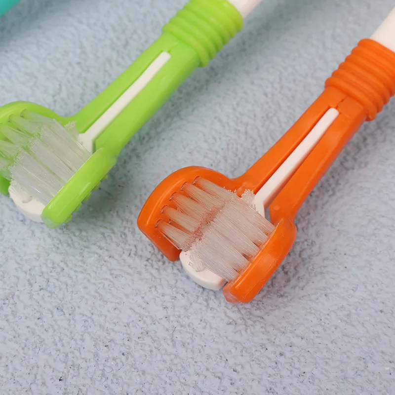 Dog Toothbrush Three Sided Pet Toothbrush Oral Cleaning Three Headed Brush for Dog Teeth Cleaning Soft Hair Dogs Toothbrushes thumbnail 5