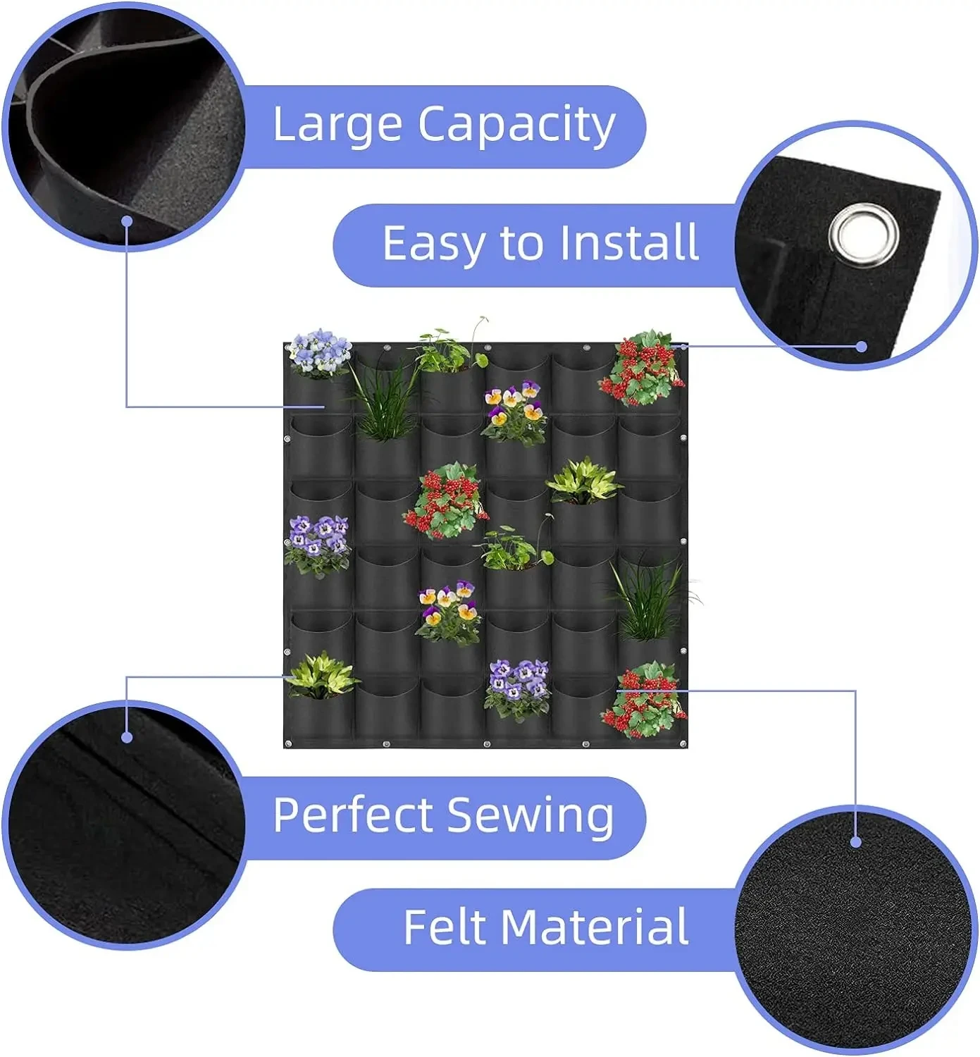 NEW Wall Hanging Pockets Planting Bags Flower Pot Home Garden Grow Bag Garden Planter Vertical Suculentas Plant Pot Home Decor thumbnail 3