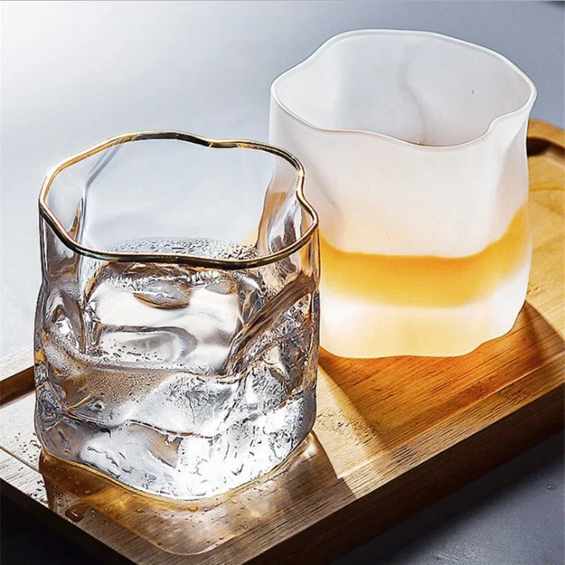 280ml Japanese Twisted Grain Glass Whiskey Cup Niche Water Cup Drinkware Cocktail Vodka Wine Cup Espresso Coffee Mug Milk Cup thumbnail 3