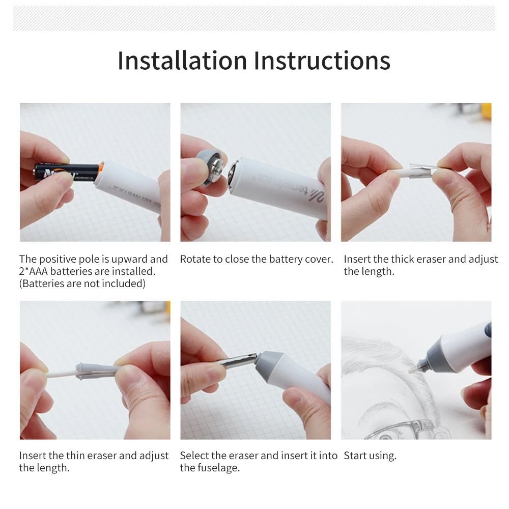 Electric Eraser Kit Pencil Eraser with 22 Eraser Refills Battery Operated Eraser Stationery Supplies for School Students thumbnail 3