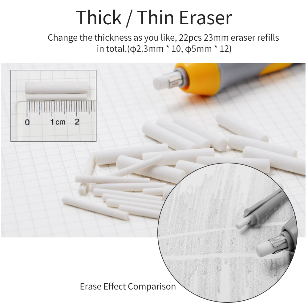 Electric Eraser Kit Pencil Eraser with 22 Eraser Refills Battery Operated Eraser Stationery Supplies for School Students thumbnail 4