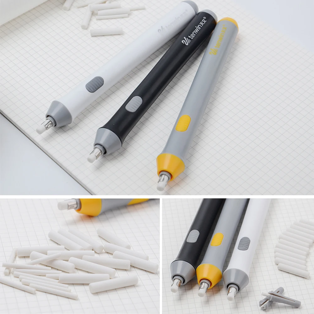 Electric Eraser Kit Pencil Eraser with 22 Eraser Refills Battery Operated Eraser Stationery Supplies for School Students thumbnail 2