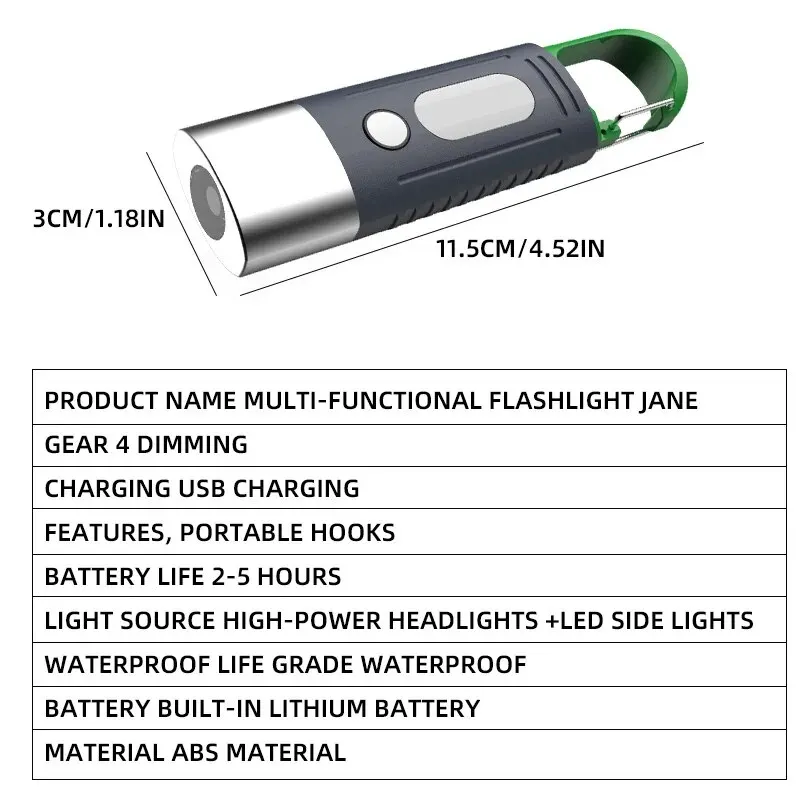 Mini Convenient High Power LED Flashlight Camping Flashlight, 3LEDAnd Side Lights TelescopicZoom Waterproof Light, Lampshade thumbnail 2