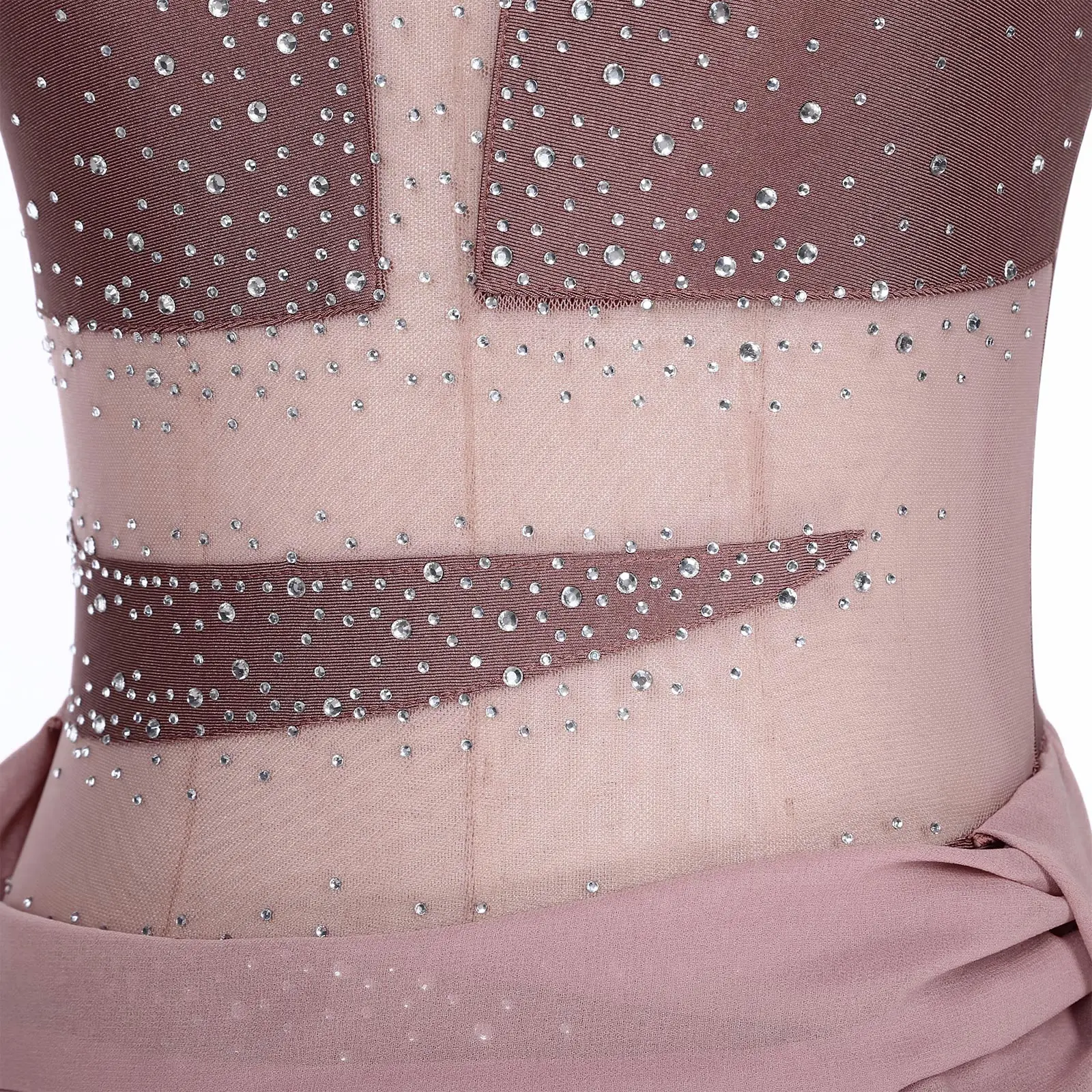 Women Modern Lyrical Dance Dress Shiny Rhinestone Sheer Mesh Leotard Dancewear for Ballet Gymnastics Figure Skating Performance thumbnail 5