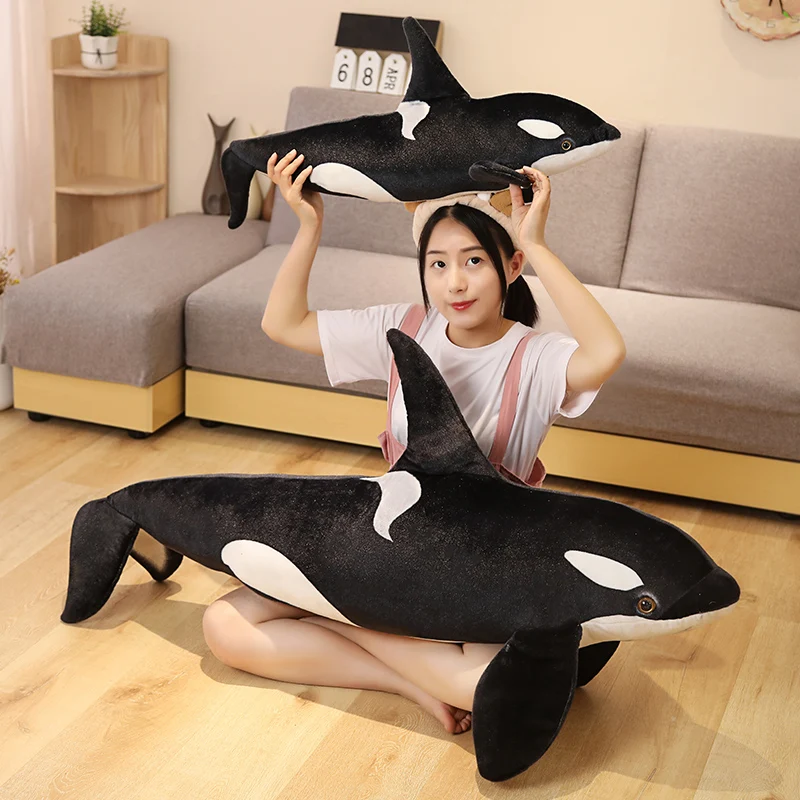New Lifelike Orcinus Orca Black Killer Whale Plush Toys Big Fish Cloth Doll Shark Stuffed Sea Animals Children Birthday Gift thumbnail 5