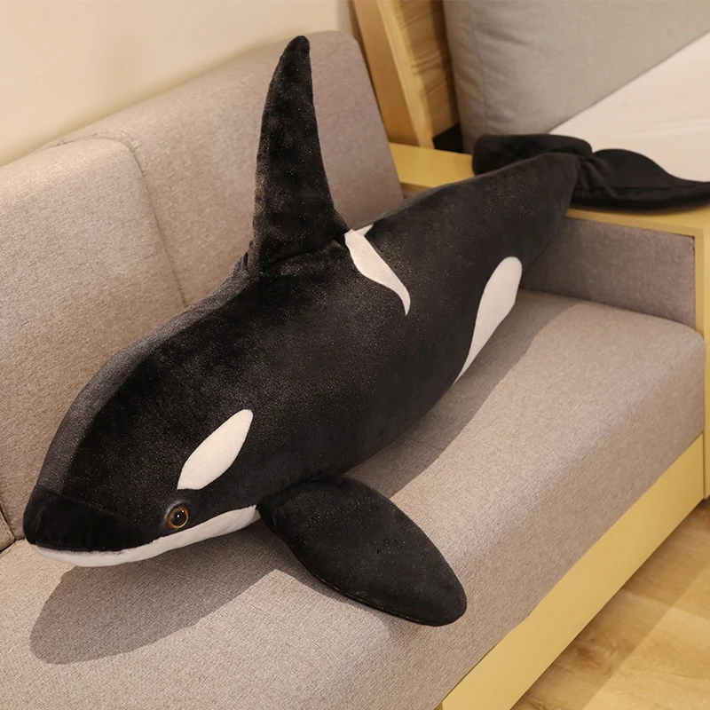 New Lifelike Orcinus Orca Black Killer Whale Plush Toys Big Fish Cloth Doll Shark Stuffed Sea Animals Children Birthday Gift thumbnail 2