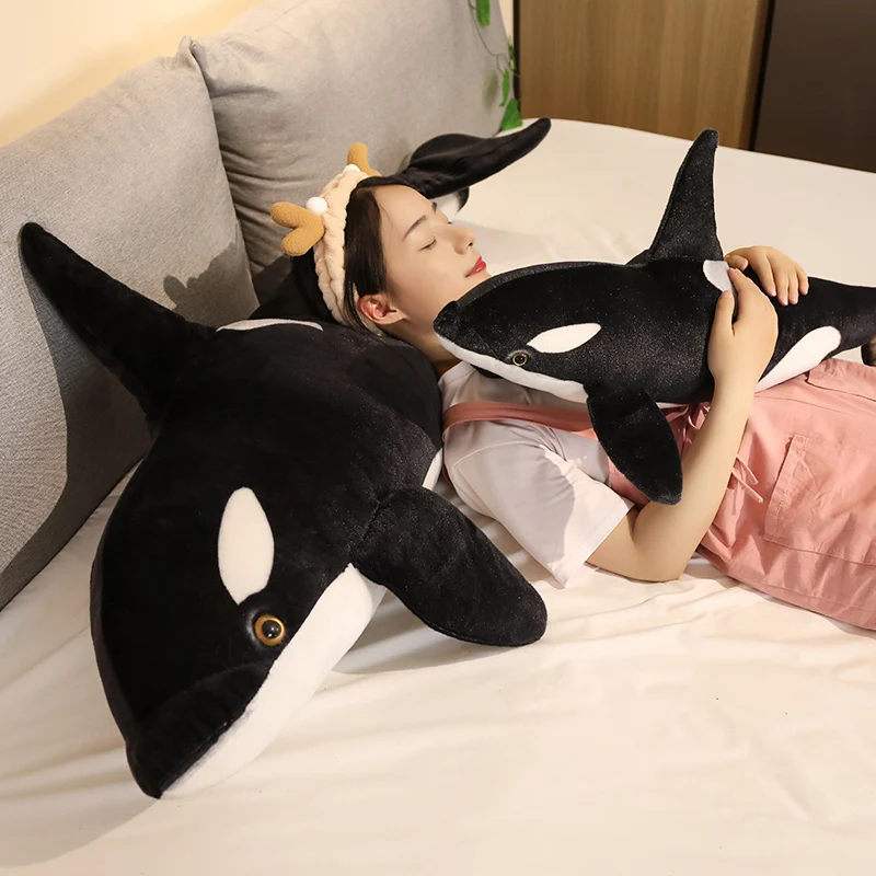 New Lifelike Orcinus Orca Black Killer Whale Plush Toys Big Fish Cloth Doll Shark Stuffed Sea Animals Children Birthday Gift thumbnail 6
