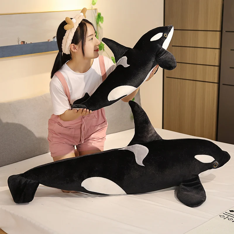 New Lifelike Orcinus Orca Black Killer Whale Plush Toys Big Fish Cloth Doll Shark Stuffed Sea Animals Children Birthday Gift thumbnail 4