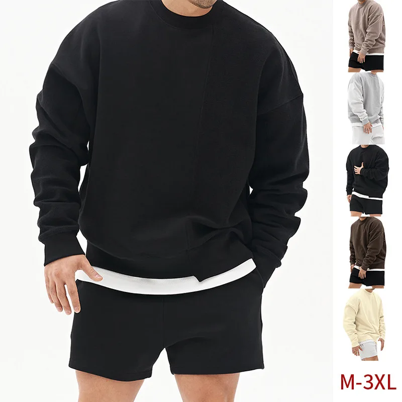 Men's Gym Fitness Sweatshirts Loose Hip Hop Hoodies Fashion Trend Clothing Regular O-neck Outdoor Casual Long Sleeve Pullovers