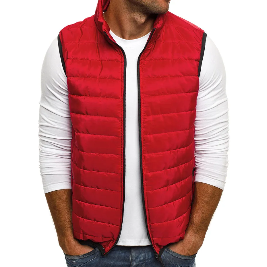 Aiwetin Men' Sleeveless Vest Jackets Winter Fashion Male Cotton-Padded Vest Coats Men Stand Collar Warm Waistcoats Clothing 5XL thumbnail 2