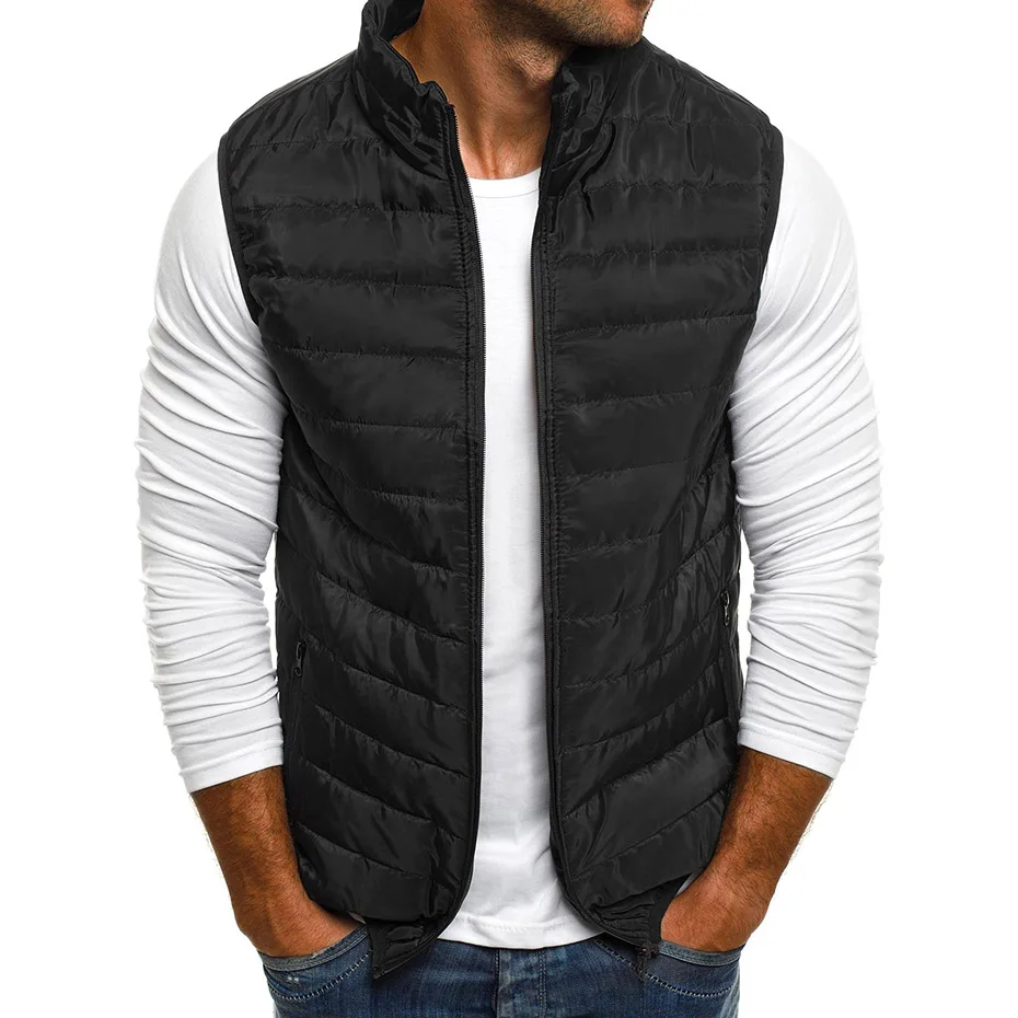 Aiwetin Men' Sleeveless Vest Jackets Winter Fashion Male Cotton-Padded Vest Coats Men Stand Collar Warm Waistcoats Clothing 5XL thumbnail 4