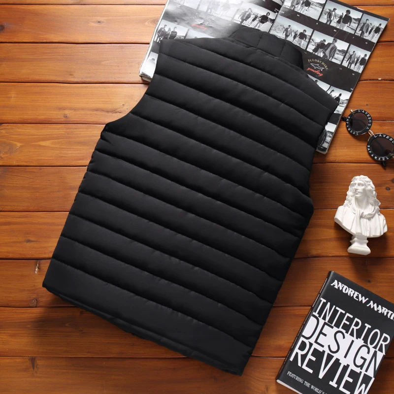 Aiwetin Men' Sleeveless Vest Jackets Winter Fashion Male Cotton-Padded Vest Coats Men Stand Collar Warm Waistcoats Clothing 5XL thumbnail 3