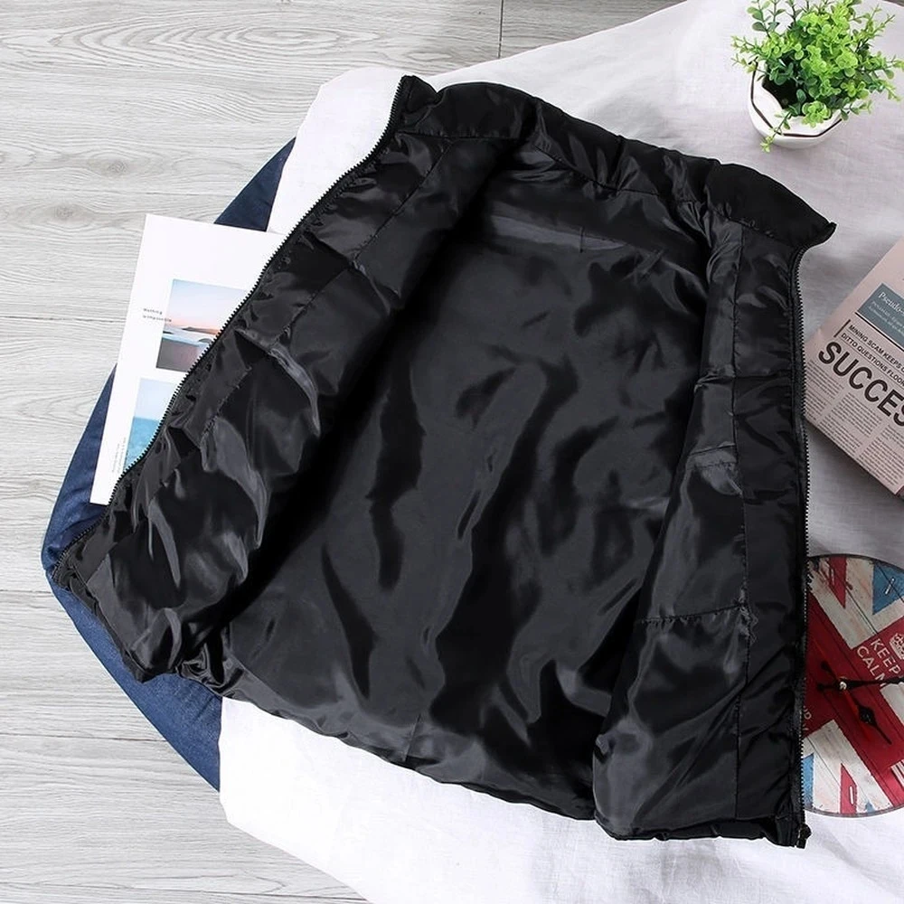 White Vest Jacket Men Slim Fit Stand Collar Sleeveless Puffer Jackets Spring Autumn Casual Waistcoat Men Warm Coat 2023 Trends thumbnail 6