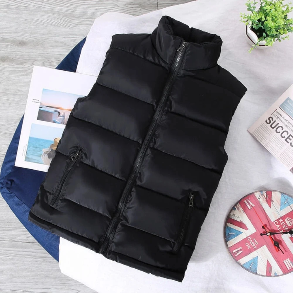 White Vest Jacket Men Slim Fit Stand Collar Sleeveless Puffer Jackets Spring Autumn Casual Waistcoat Men Warm Coat 2023 Trends thumbnail 5