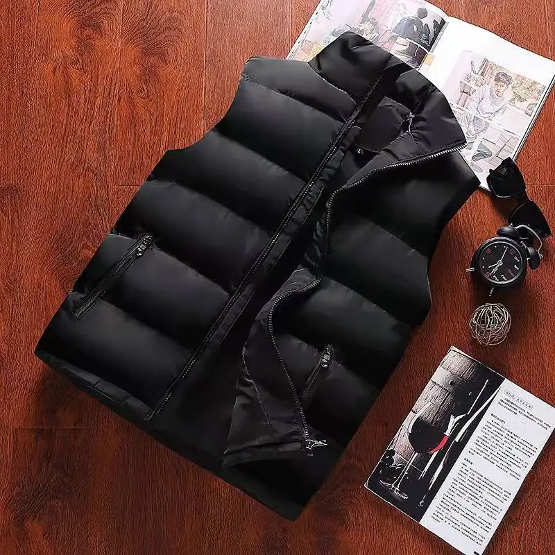 White Vest Jacket Men Slim Fit Stand Collar Sleeveless Puffer Jackets Spring Autumn Casual Waistcoat Men Warm Coat 2023 Trends thumbnail 2