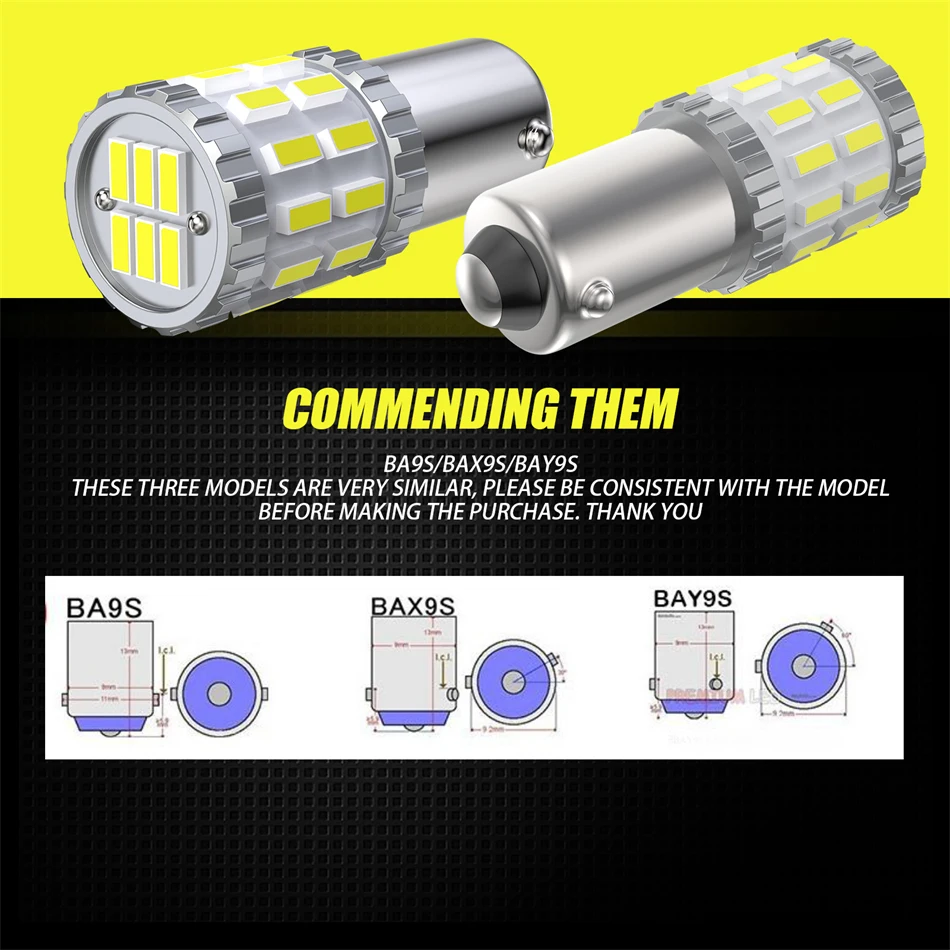 AILEO 2/10/20Pcs Car Auto BA9S BAY9S BAX9S T4W H6W H21W Led Bulbs 30SMD Custom Made Chips 6000K Parking DRL License Plate Lights thumbnail 5