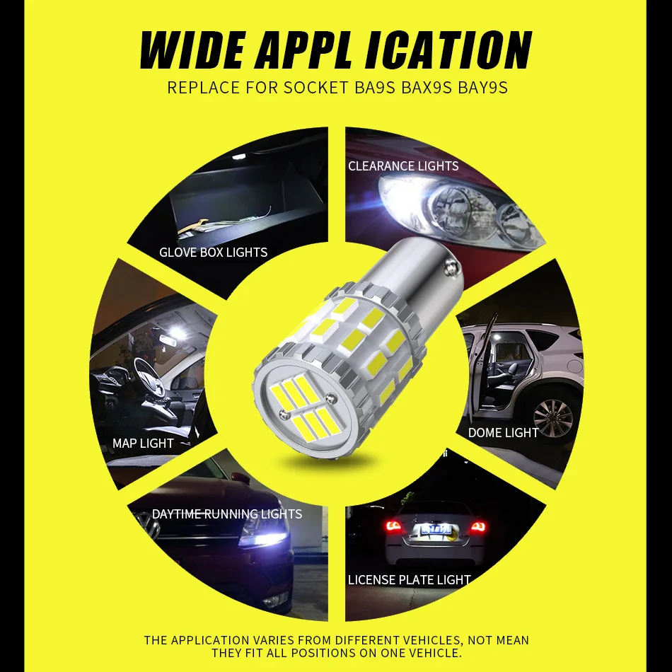 AILEO 2/10/20Pcs Car Auto BA9S BAY9S BAX9S T4W H6W H21W Led Bulbs 30SMD Custom Made Chips 6000K Parking DRL License Plate Lights thumbnail 6