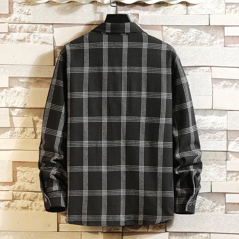 2025 Summer Men's Plaid Shirt Button Pocket Casual Fashion Elegant Long sleeve Shirt Turn Down Collar thumbnail 3
