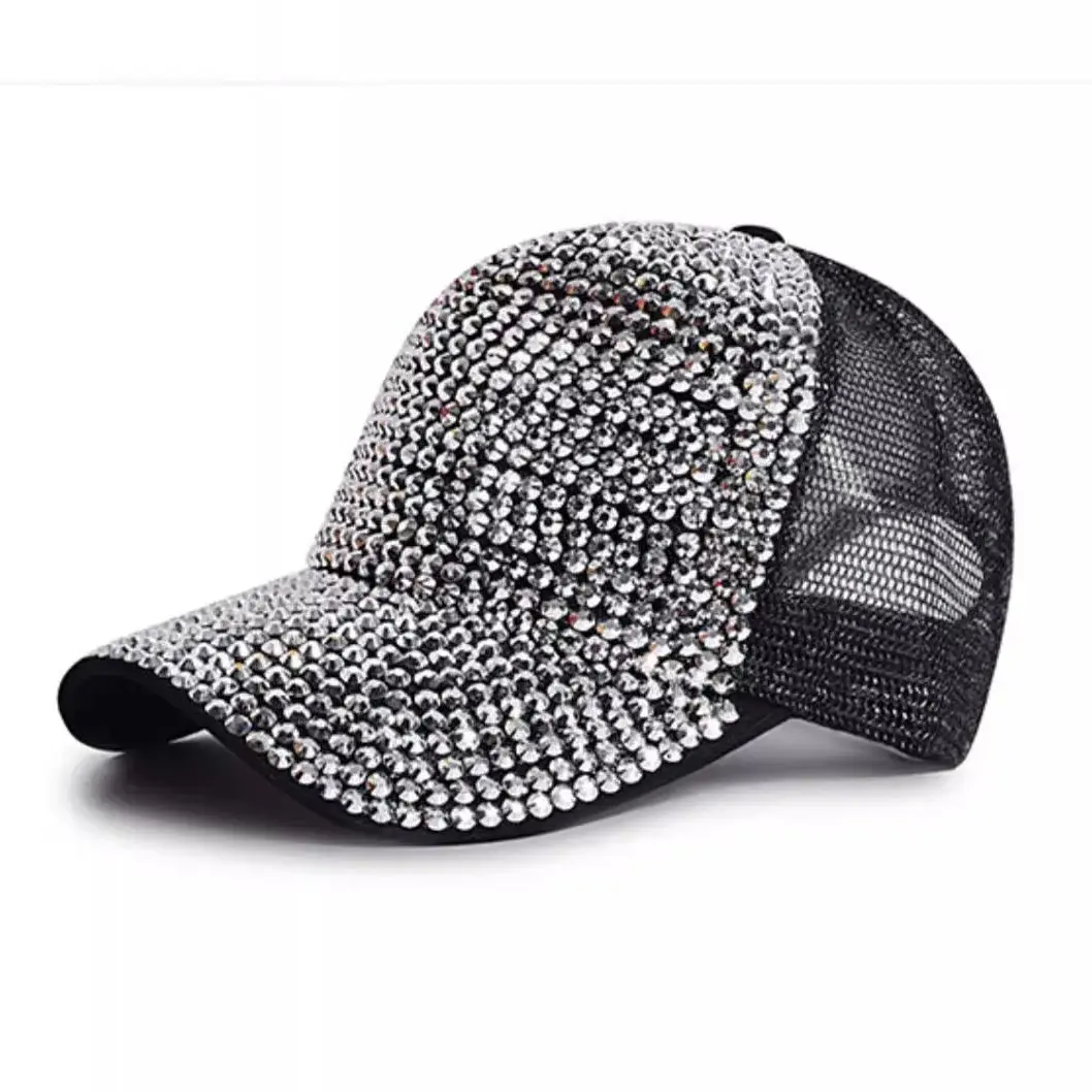 Baseball Cap Women Full Rhinestone Beads Mesh Cap Street Fashion Snapback Hats Casual Party Hip Hop Kpop Dance Cap Men Summer thumbnail 3