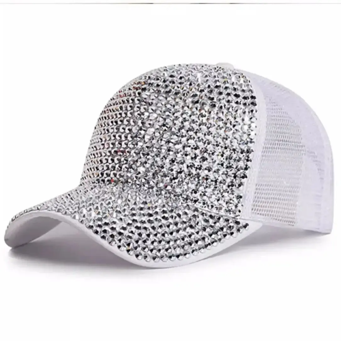 Baseball Cap Women Full Rhinestone Beads Mesh Cap Street Fashion Snapback Hats Casual Party Hip Hop Kpop Dance Cap Men Summer thumbnail 5