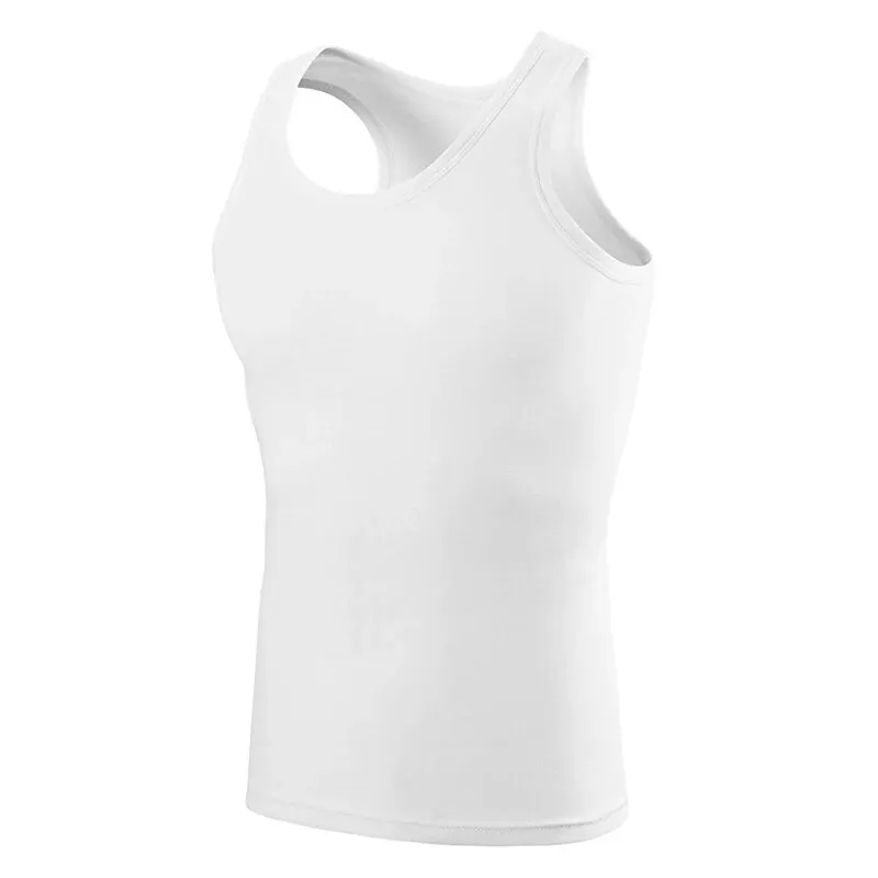 1/3 Pieces Men's Solid Color Basic Cotton Vest Youth Slim Exercise Sweat-absorbent T-shirt Middle-aged Comfortable Bottoming thumbnail 6