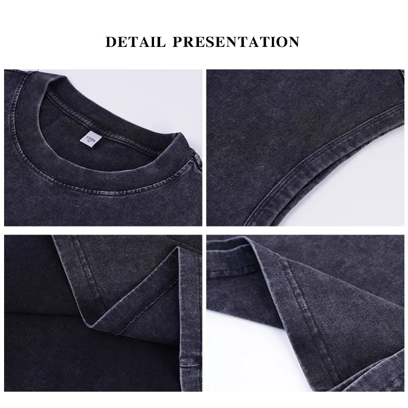 Men's Vest Vintage Washed tee 100% Cotton Tank Tops Summer Casual Sleeveless Tops Streetwear black Loose Tees women thumbnail 5