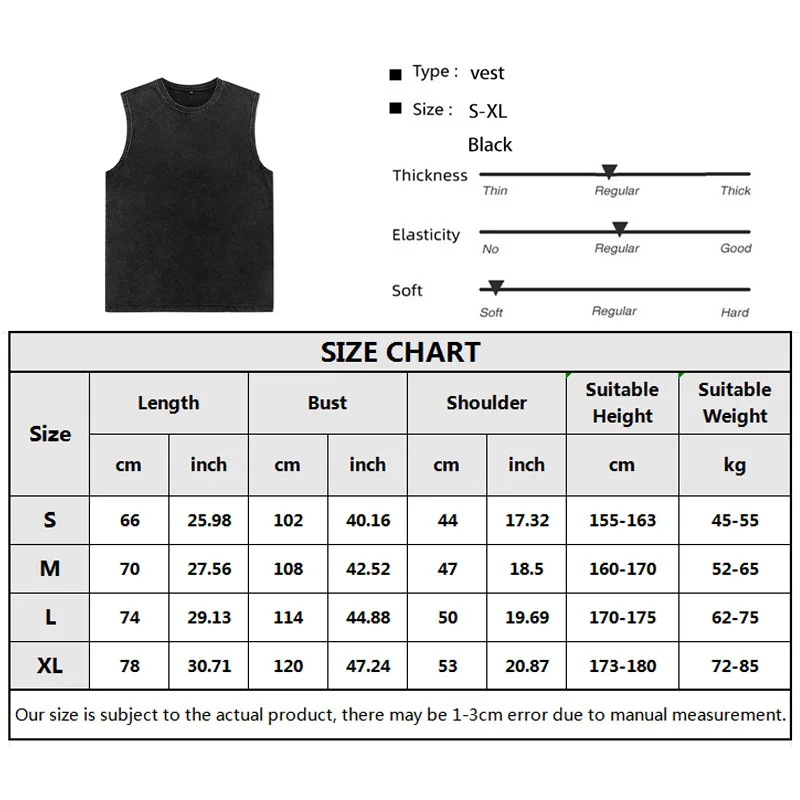 Men's Vest Vintage Washed tee 100% Cotton Tank Tops Summer Casual Sleeveless Tops Streetwear black Loose Tees women thumbnail 2