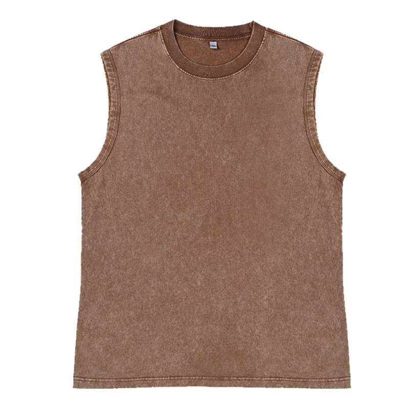 Men's Vest Vintage Washed tee 100% Cotton Tank Tops Summer Casual Sleeveless Tops Streetwear black Loose Tees women thumbnail 4