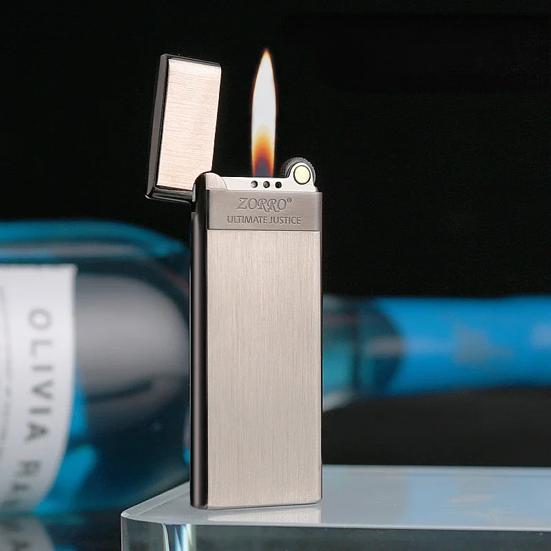 Zorro 636 Metal Ultra Thin Butane Gas Inflatable Grinding Wheel Lighter Holiday Gift Smoking Accessories Men's Small Tools thumbnail 3
