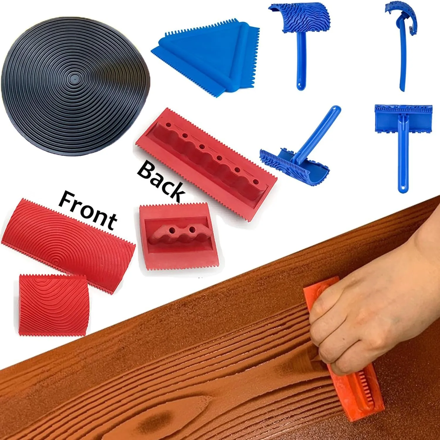 Wood Graining Tool Fake Grain Rubber Roller Painting Look Like Wood for DIY Walls Room Art Paint Home Decoration Supplies Tools thumbnail 3