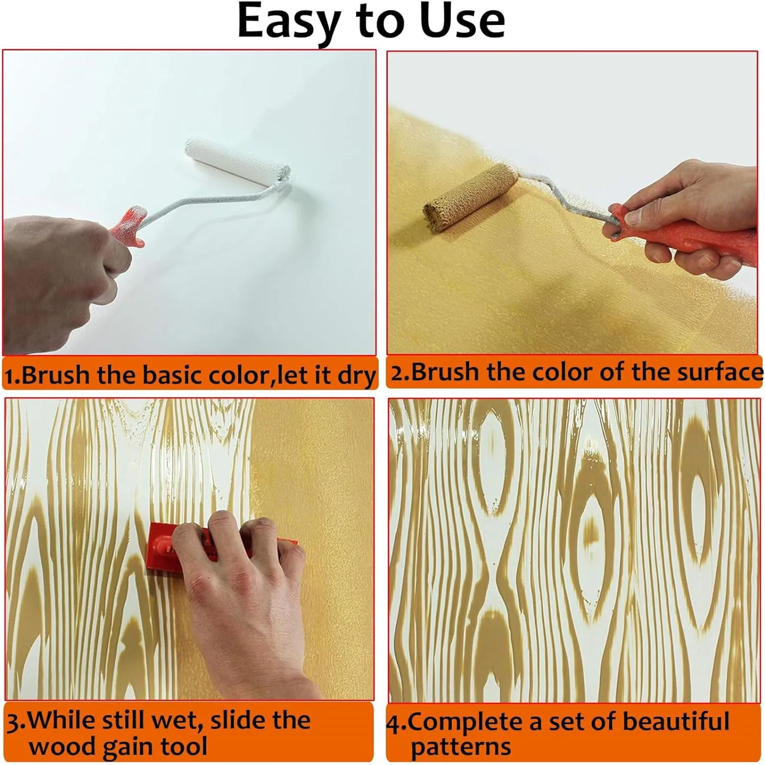 Wood Graining Tool Fake Grain Rubber Roller Painting Look Like Wood for DIY Walls Room Art Paint Home Decoration Supplies Tools thumbnail 4