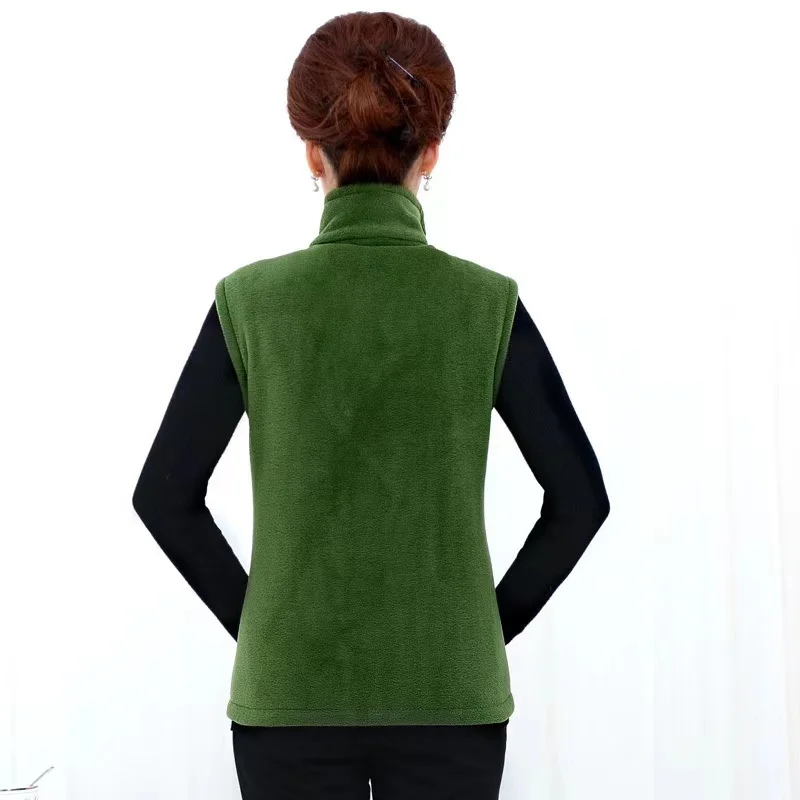 plus Size Polar Fleece Waistcoat for Women 4XL Oversize Spring Autumn Warm Lady Vest Comfortable Mama Fleece Vests Top thumbnail 2