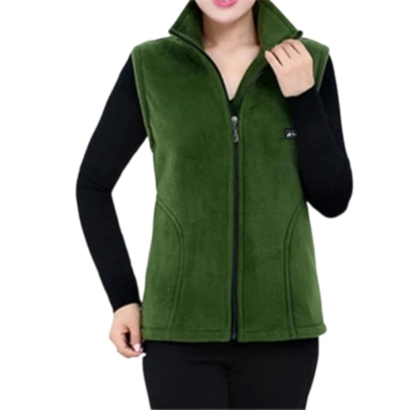 plus Size Polar Fleece Waistcoat for Women 4XL Oversize Spring Autumn Warm Lady Vest Comfortable Mama Fleece Vests Top