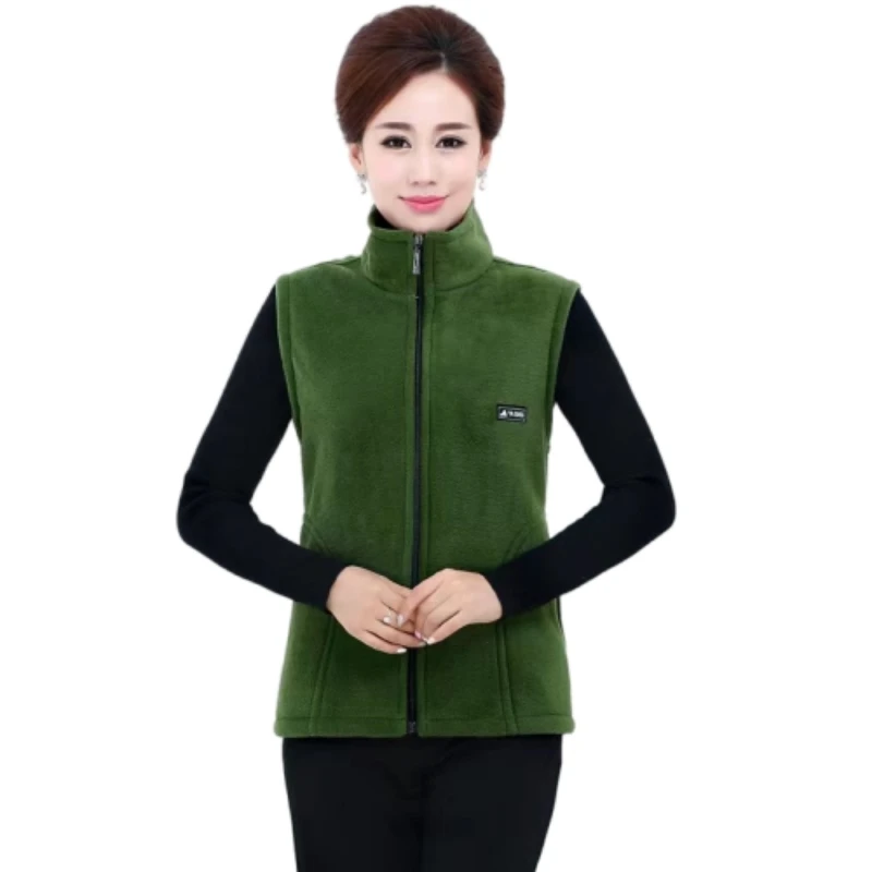 plus Size Polar Fleece Waistcoat for Women 4XL Oversize Spring Autumn Warm Lady Vest Comfortable Mama Fleece Vests Top thumbnail 4
