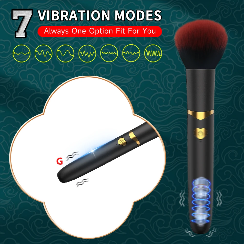 Vibrating Makeup Brush Massager Strong Shock Female Orgasm Clitoral Stimulator 7 Speed AV Wand Vibrator Adult Sex Toys for Women thumbnail 2