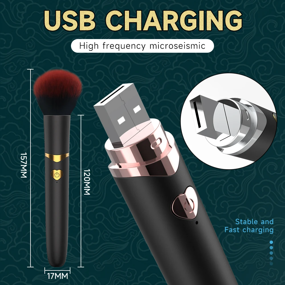 Vibrating Makeup Brush Massager Strong Shock Female Orgasm Clitoral Stimulator 7 Speed AV Wand Vibrator Adult Sex Toys for Women thumbnail 3
