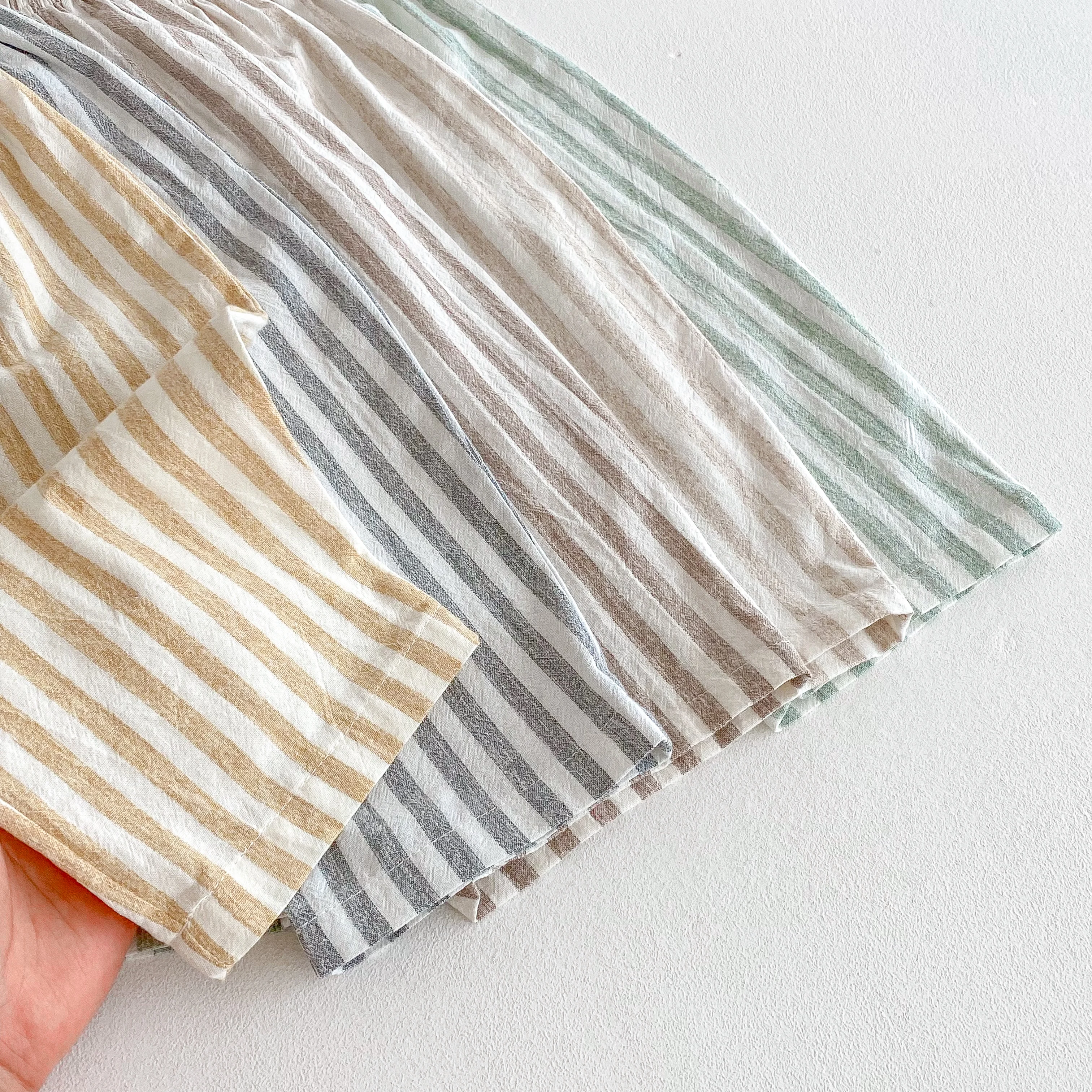 Vintage Linen Cotton Stripe Pants for Boys Casual Pocket Design Elastics Waist Pants for Toddler Girl Clothing Children Trousers thumbnail 4