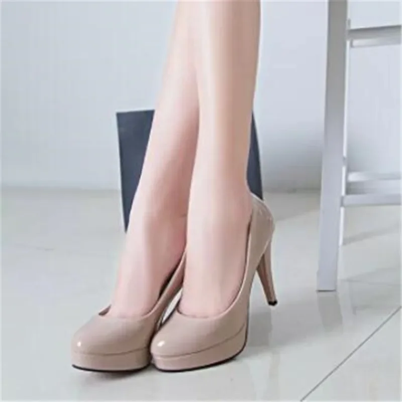 Women Pumps Fashion Classic Patent Leather High Heels Shoes Nud Head Paltform Wedding Women Dress Shoes Plus Size 34-42 thumbnail 6