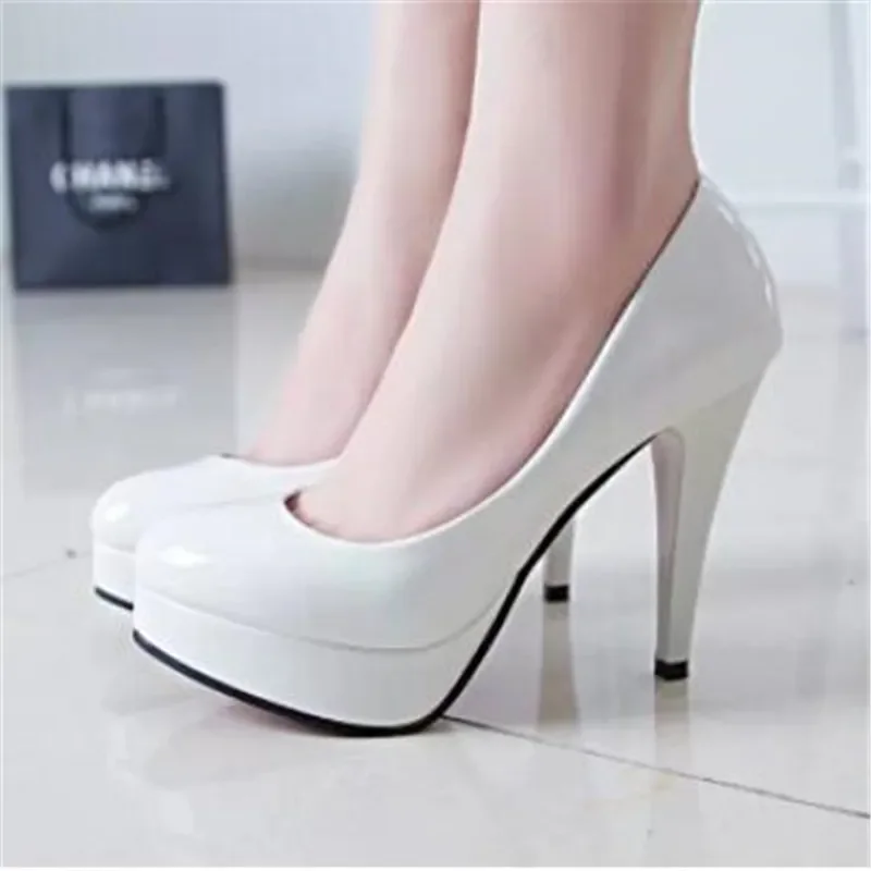 Women Pumps Fashion Classic Patent Leather High Heels Shoes Nud Head Paltform Wedding Women Dress Shoes Plus Size 34-42 thumbnail 4