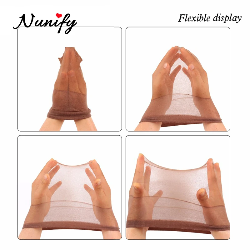 Nunify Nude Stocking Wig Cap Mesh Net Bald Cap For Install Wigs 2Pcs/Pack Free Size Strechy Stocking Cap Breathable Hairnet thumbnail 3