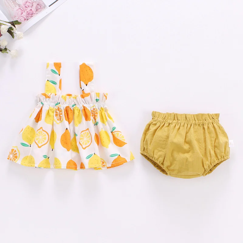 Summer Newborn Baby Clothes For Girls Boys Set Print Thin Mini Dress And PP Shorts 2Pcs Set Infant Baby Clothing Outfit 6-24M thumbnail 4