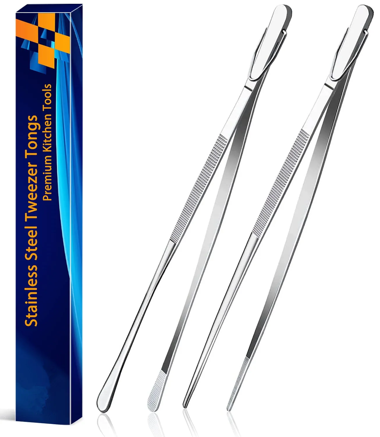 12inch Kitchen Tweezers Fine Tweezer Tongs Extra-Long Stainless Steel Cooking Tweezers for Kitchen Food Cooking Sea Food and BBQ thumbnail 2