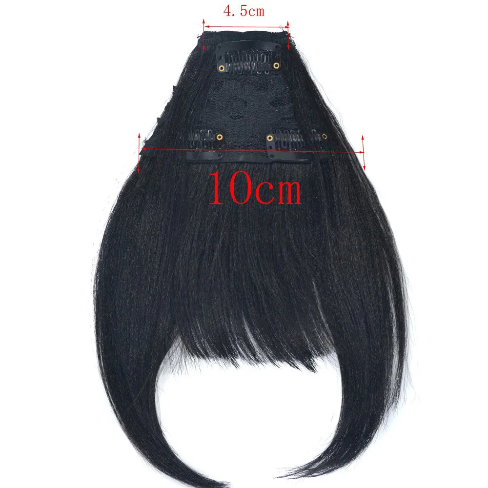 Synthetic Wig Haipiece Yaki Drawstring Ponytail Extension with Bangs Long Straight Clip in for Black Women Girl Lady Party Daily thumbnail 3