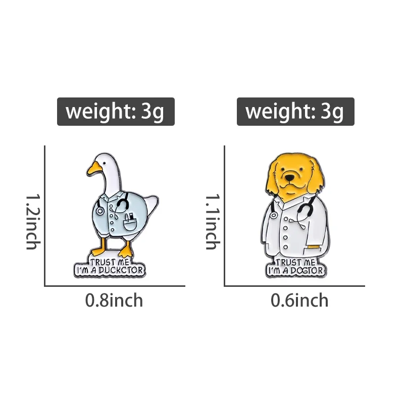 Cartoon Animal Doctor Brooch Enamel Pins Creative TRUST ME I'M A DOGTOR Brooches Clothes Lapel Badge Accessories Jewelry Gift thumbnail 2