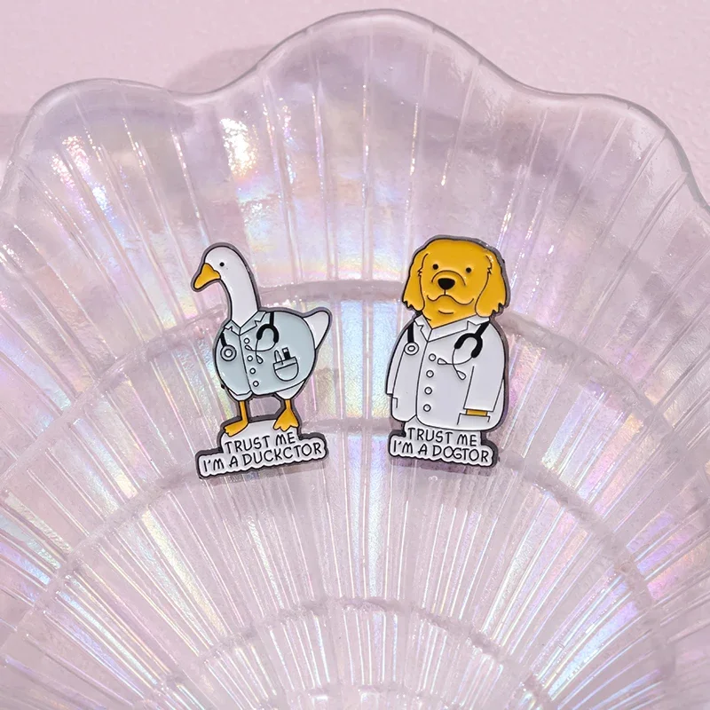 Cartoon Animal Doctor Brooch Enamel Pins Creative TRUST ME I'M A DOGTOR Brooches Clothes Lapel Badge Accessories Jewelry Gift thumbnail 5